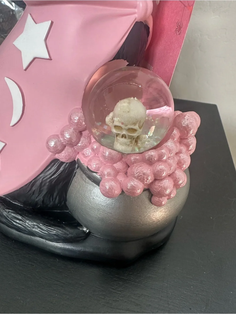 Pink & Black Cat Halloween Soap Dispenser with Skull Crystal Ball Cauldron